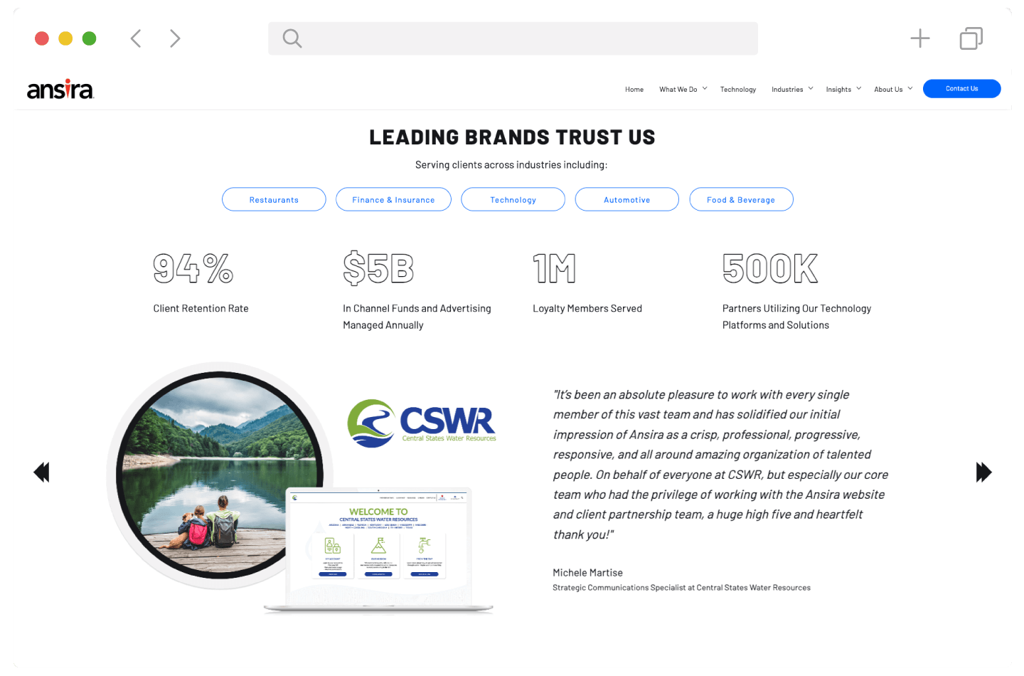 Client Testimonial Screen