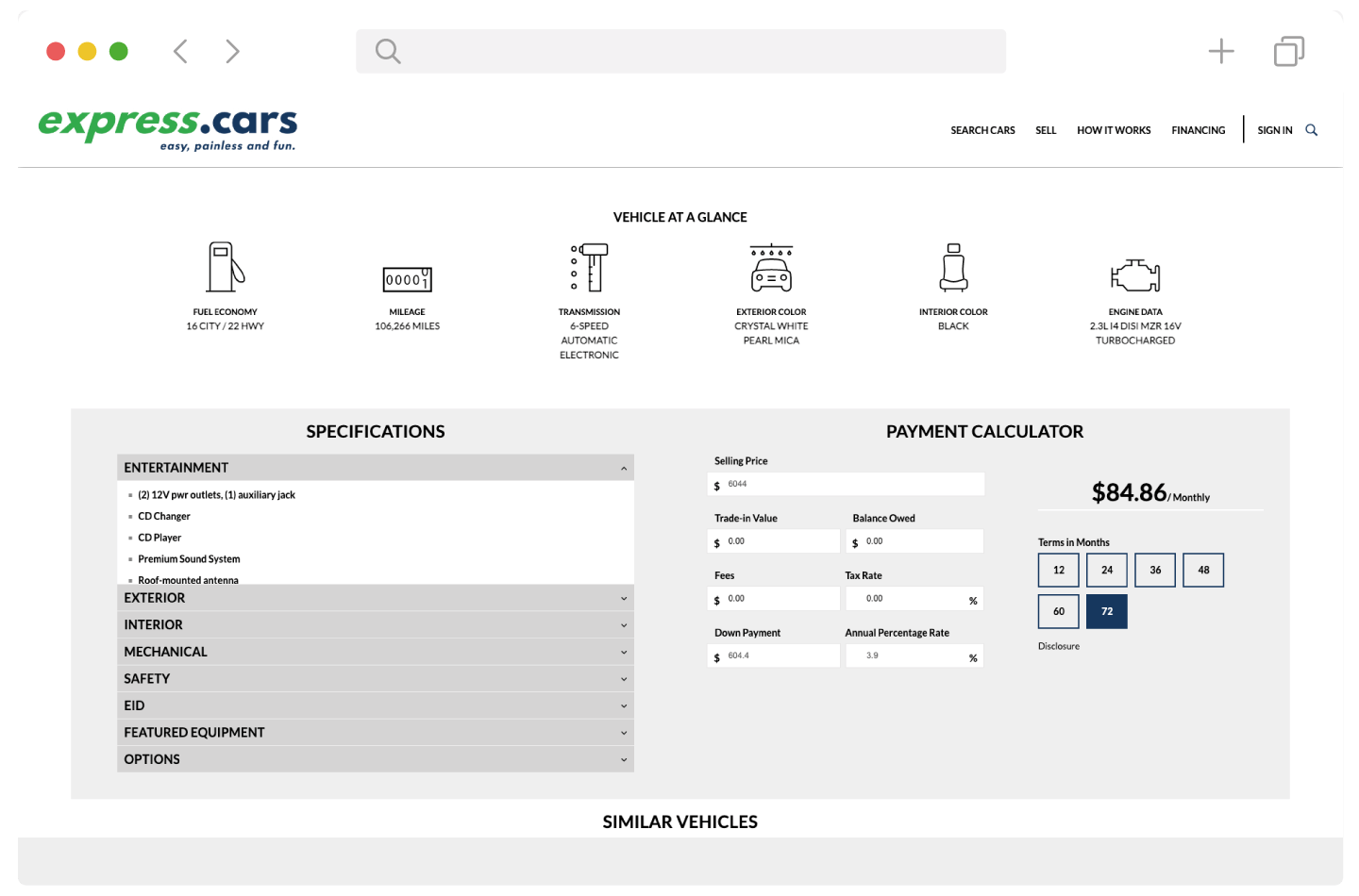 Vehicle Details Screen