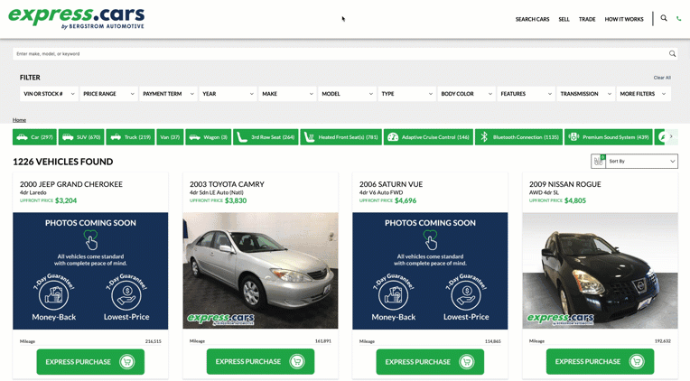 Express Cars on Tablet