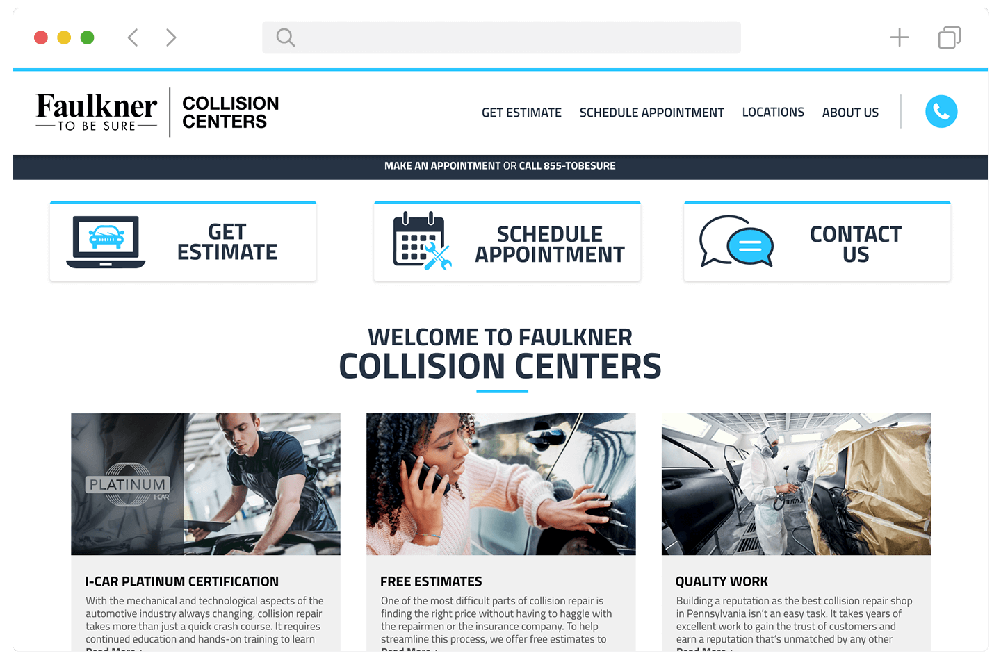 Collision Portal Homepage Screen