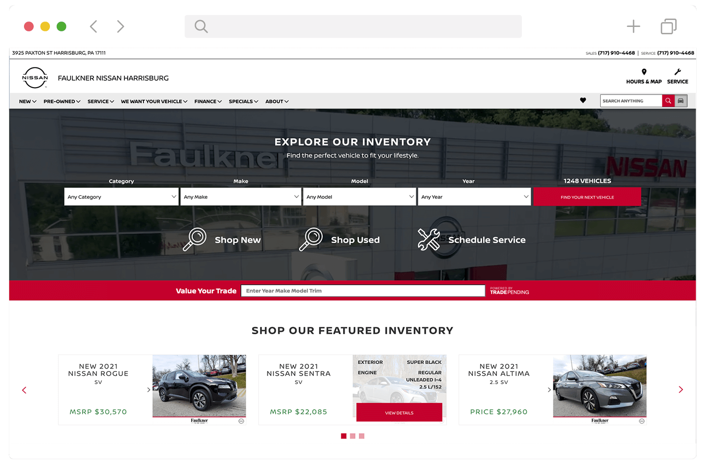 Nissan Branded Homepage Screen